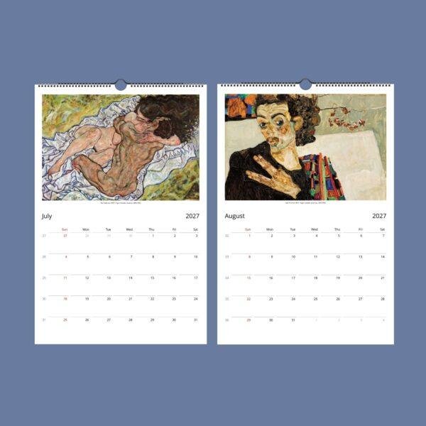 Egon Schiele Wall Calendar - Famous Artist, Expressionist Art, Semi-Glossy Paper
