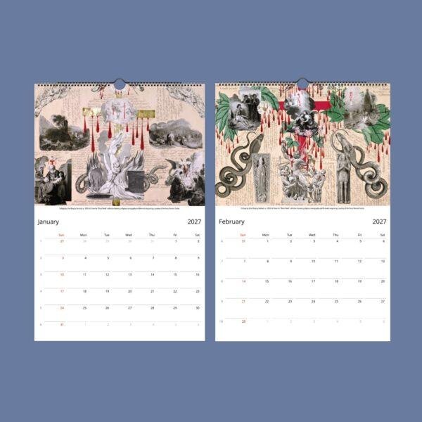 Veins of Crimson Wall Calendar - American Gothic Art, Dark Academia, Semi-Glossy Paper