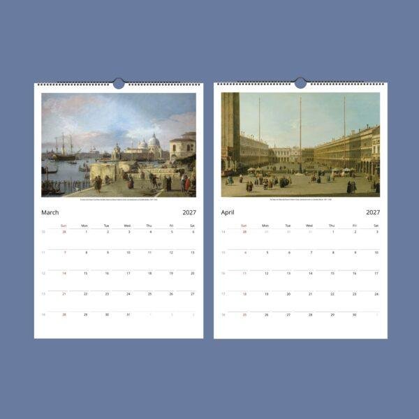 Canaletto Wall Calendar – Italian Artist, Venice decor, Classical Paintings, Semi-Glossy Paper
