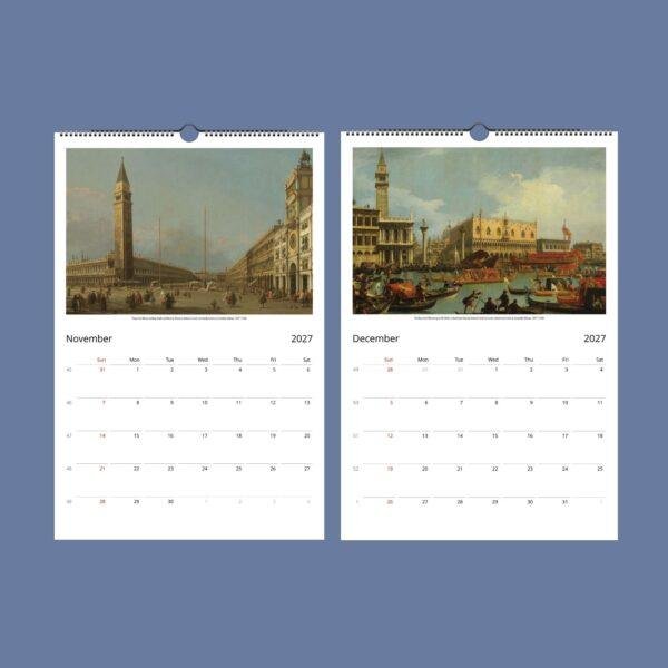 Canaletto Wall Calendar – Italian Artist, Venice decor, Classical Paintings, Semi-Glossy Paper