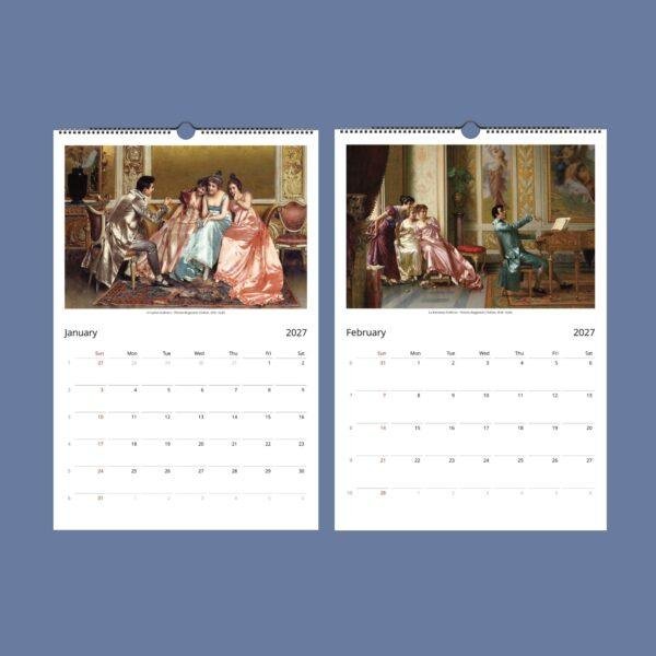 Vittorio Reggianini Wall Calendar – Italian Artist, Romanticism Art, Salon Decor, Semi-Glossy Paper