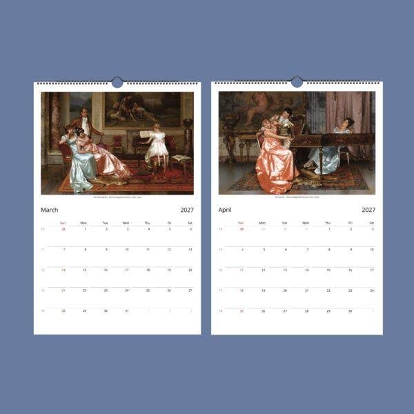 Vittorio Reggianini Wall Calendar – Italian Artist, Romanticism Art, Salon Decor, Semi-Glossy Paper