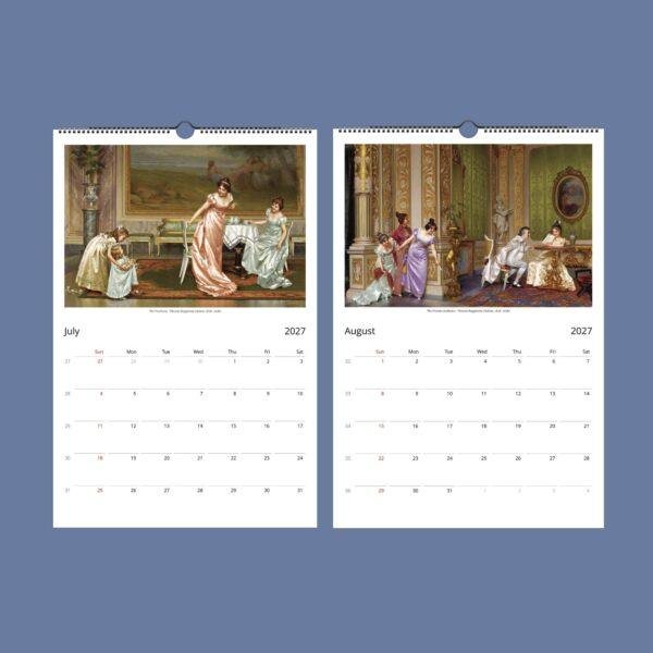 Vittorio Reggianini Wall Calendar – Italian Artist, Romanticism Art, Salon Decor, Semi-Glossy Paper