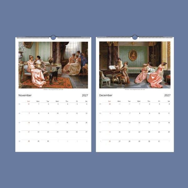 Vittorio Reggianini Wall Calendar – Italian Artist, Romanticism Art, Salon Decor, Semi-Glossy Paper