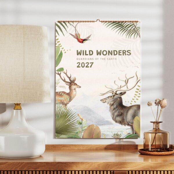 Wildlife Wall Calendar – Nature Habitat, Safari Animals, Semi-Glossy Paper