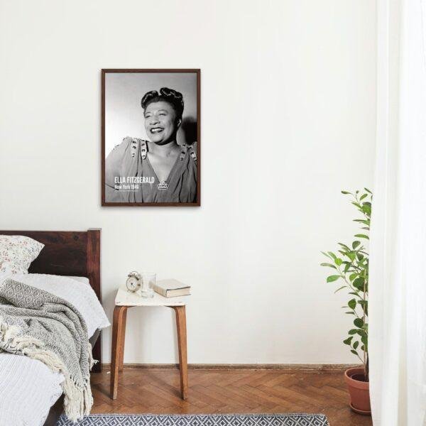 Ella Fitzgerald Jazz Music Poster – Classic 1940s Musician Print, New York Club Wall Art, First Lady of Song, Female Vocalist Decor