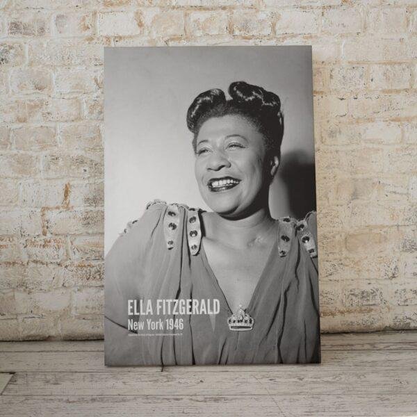 Ella Fitzgerald Jazz Music Poster – Classic 1940s Musician Print, New York Club Wall Art, First Lady of Song, Female Vocalist Decor