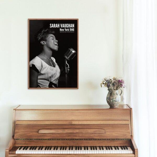Sarah Vaughan Jazz Music Poster - Female Jazz Singer & Music Legend at 1946 Café Society