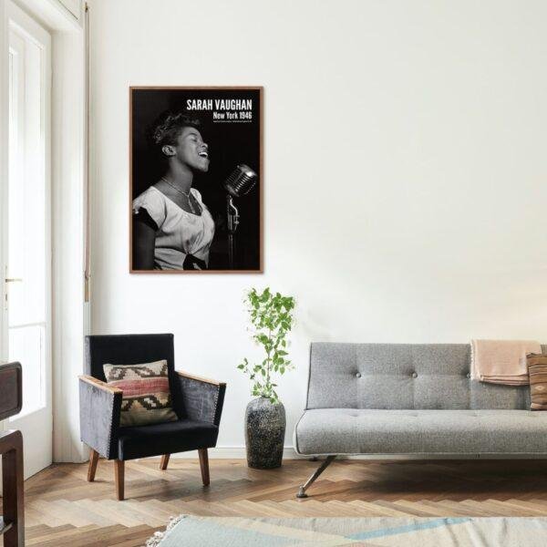 Sarah Vaughan Jazz Music Poster - Female Jazz Singer & Music Legend at 1946 Café Society