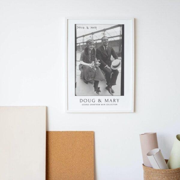 Mary Pickford & Douglas Fairbanks Poster | Silent Film Icons | 1920s Hollywood Legends, Classic Movie Stars, Early Cinema Art Print