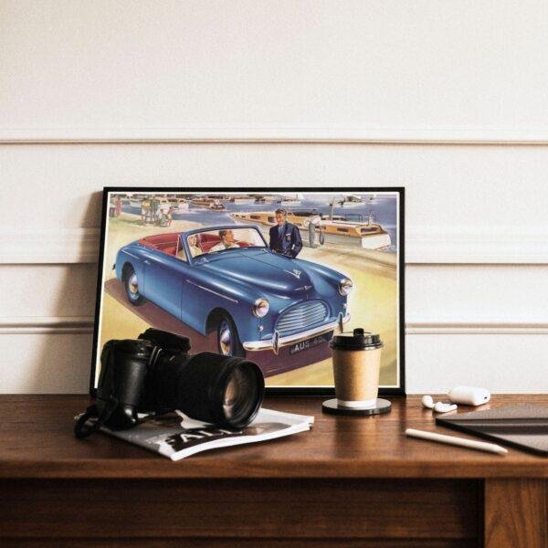 Austin A40 Sports Wall Art, Classic British Car Poster, Automobile Art, Retro Car Print for Home or Garage