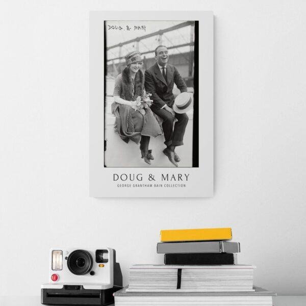Mary Pickford & Douglas Fairbanks Poster | Silent Film Icons | 1920s Hollywood Legends, Classic Movie Stars, Early Cinema Art Print