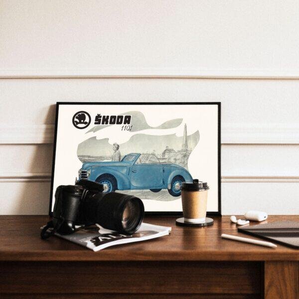 Skoda 1101 Art Print, Skoda Oldtimer, Classic Cars, Rare Classic Car, Wall Decor, Poster, Gift for Collectors