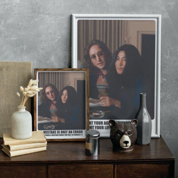 John Lennon and Yoko Ono Motivational Quote Wall Art – Monday Motivation Poster, Iconic Peace Activist Print, Inspirational Decor