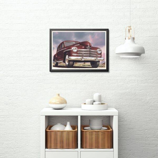 1948 Plymouth Deluxe Car Poster Instant Download - Vintage Art Print, Classic Automobile Wall Decor, Retro Bebe Daniels Design