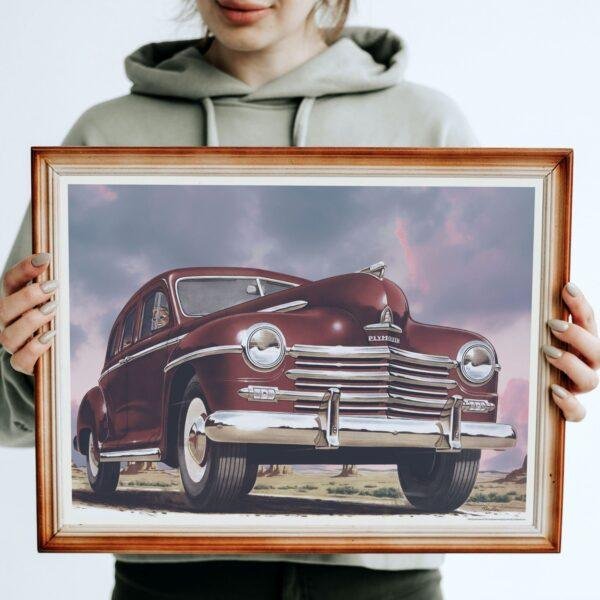 1948 Plymouth Deluxe Car Poster Instant Download - Vintage Art Print, Classic Automobile Wall Decor, Retro Bebe Daniels Design