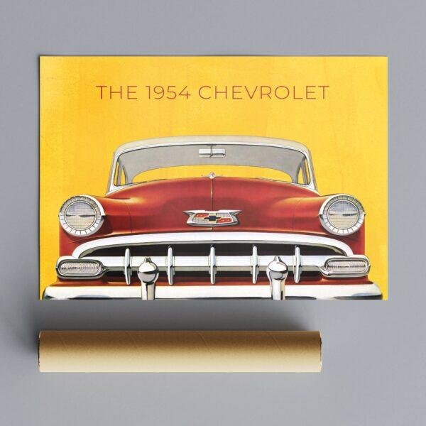 1954 Chevy Bel Air - Car Enthusiasts, Retro Automobile Poster, General Motors