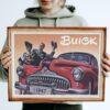Vintage Car Poster - Buick 1947 Lineup Wall Art, Classic Automobile Print for Car Enthusiasts & Vintage Decor Gift