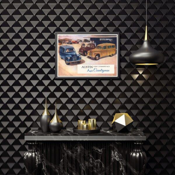 Vintage car poster: Austin A40 Countryman, classic retro automobile print, wall art gift decor