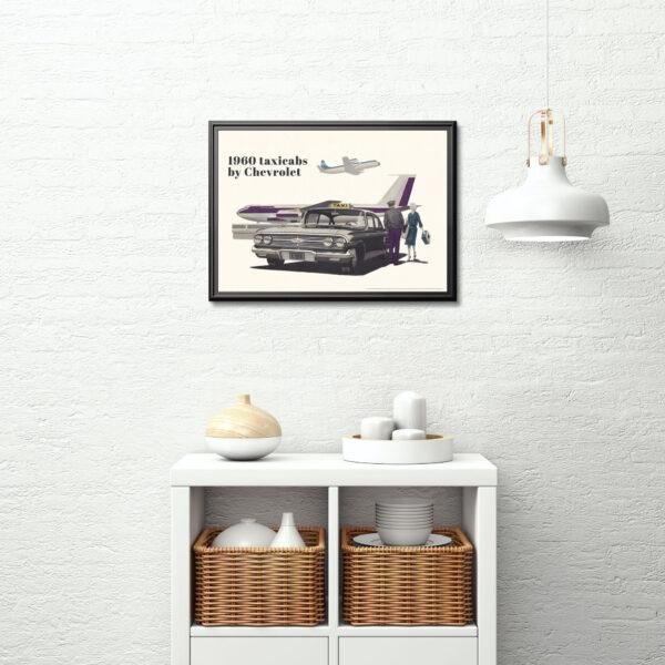 Chevy Bel Air - Classic Car Poster, Retro American Car, 1960 Chevrolet Taxicabs, Printable Art