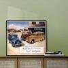 Vintage car poster: Austin A40 Countryman, classic retro automobile print, wall art gift decor