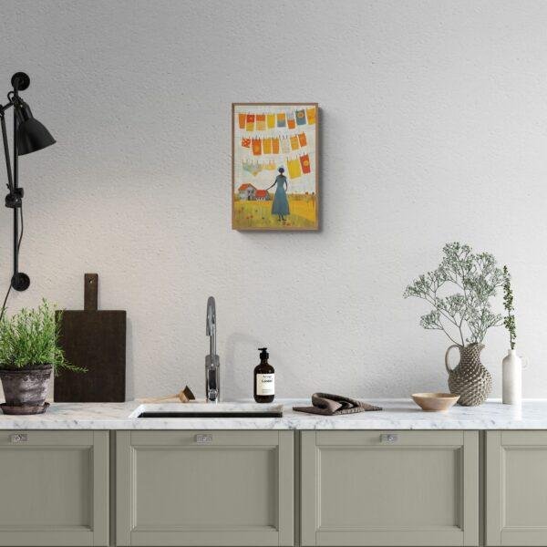 Clementine Hunter: Washing Day, framed poster – naive artists folk art, perfect for Louisiana-inspired decor and unique wall display
