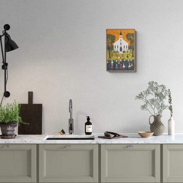 Clementine Hunter: Bayou Baptisms, framed poster – naive artists folk art, capture Southern heritage and tradition for any art lover