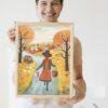 Clementine Hunter: Groceries from the Garden, framed poster – naive artists folk art, vibrant rustic decor for farmhouse or country style