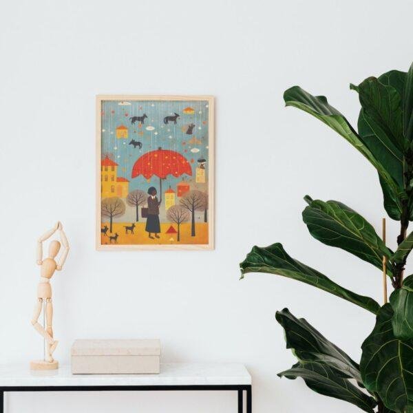 Clementine Hunter: Rainfall, framed poster – naive artists folk art, bring the charm of Louisiana landscapes to your wall decor