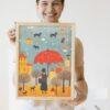Clementine Hunter: Rainfall, framed poster – naive artists folk art, bring the charm of Louisiana landscapes to your wall decor