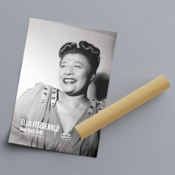 Ella Fitzgerald Jazz Music Poster – Classic 1940s Musician Print, New York Club Wall Art, First Lady of Song, Female Vocalist Decor
