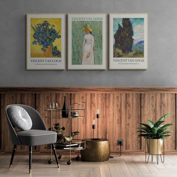 Vincent Van Gogh Post-Impressionist Set: 3 Masterpiece Prints | Famous Artist Prints