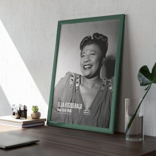 Ella Fitzgerald Jazz Music Poster – Classic 1940s Musician Print, New York Club Wall Art, First Lady of Song, Female Vocalist Decor
