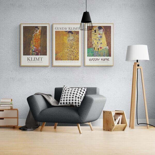 Gustav Klimt Art Nouveau Set: 3 Masterpiece Prints | Famous Artist Prints