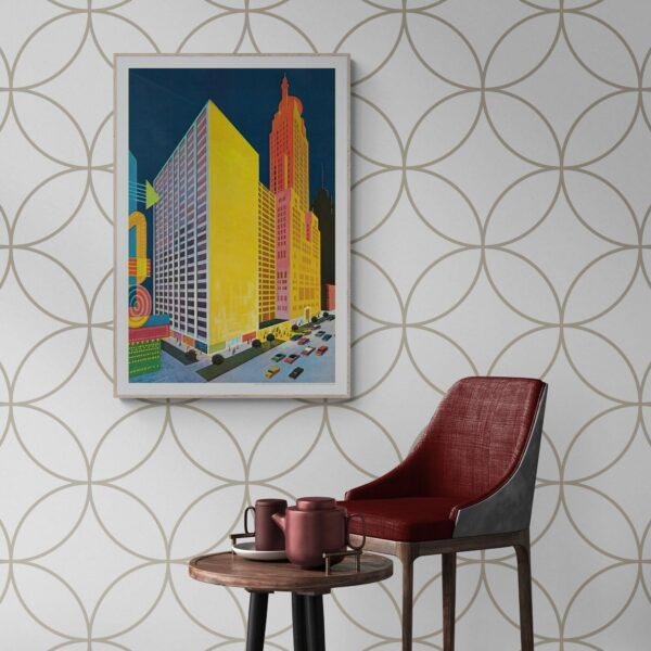 Vintage Chicago Wall Art | Aesthetic Sheraton-Chicago Hotel Poster for Office & Living Room Decor