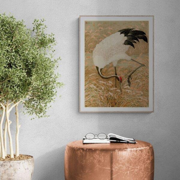 Sarus Crane Illustration | G.A. Audsley's Japanese Ornamental Arts | Elegant Japan Print