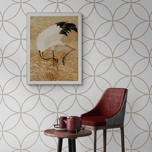 Sarus Crane Illustration | G.A. Audsley's Japanese Ornamental Arts | Elegant Japan Print