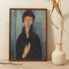 Amedeo Modigliani: Femme aux yeux bleus | Contemporary Portrait Painting, Elegant Modigliani Print for Your Modern Wall Decor