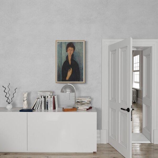 Amedeo Modigliani: Femme aux yeux bleus | Contemporary Portrait Painting, Elegant Modigliani Print for Your Modern Wall Decor