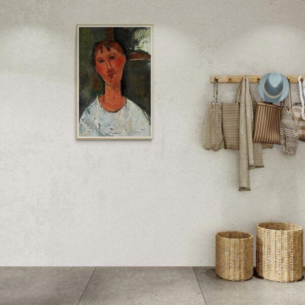 Amedeo Modigliani: Jeune femme en chemise | Contemporary Portrait Painting, Elegant Modigliani Print for Your Modern Wall Decor