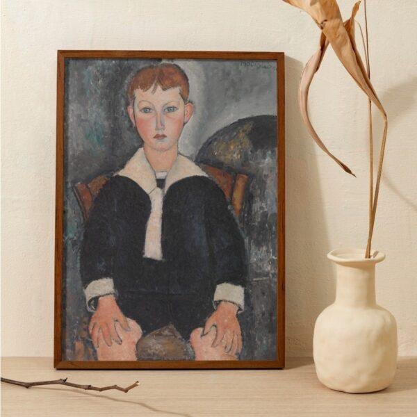 Amedeo Modigliani: Boy in Sailor Suit | Contemporary Portrait Painting, Elegant Modigliani Print for Your Modern Wall Decor