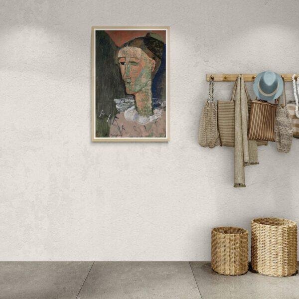 Amedeo Modigliani: Self-Portrait as Pierrot | Contemporary Portrait Painting, Elegant Modigliani Print for Your Modern Wall Decor
