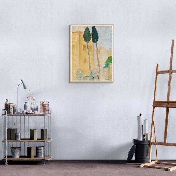 Amedeo Modigliani: Cypresses and Houses at Cagnes | Contemporary Portrait Painting, Elegant Modigliani Print for Your Modern Wall Decor