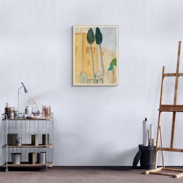 Amedeo Modigliani: Cypresses and Houses at Cagnes | Contemporary Portrait Painting, Elegant Modigliani Print for Your Modern Wall Decor