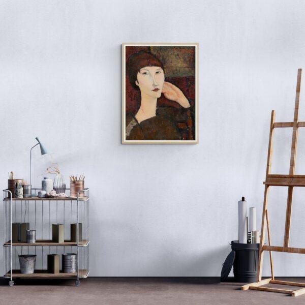 Amedeo Modigliani: Adrienne | Contemporary Portrait Painting, Elegant Modigliani Print for Your Modern Wall Decor