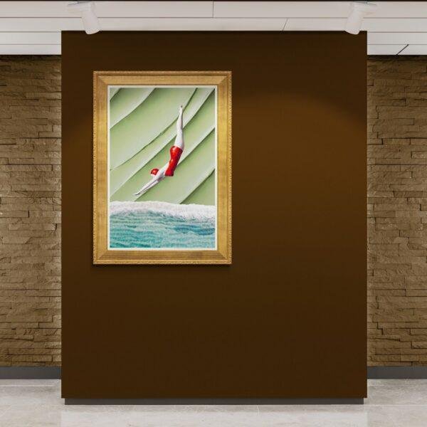 Gravity-Defying Pool Plunge | Modern Minimalist Wall Art Print | Contemporary Abstract Diver Poster | Trendy Wall Art