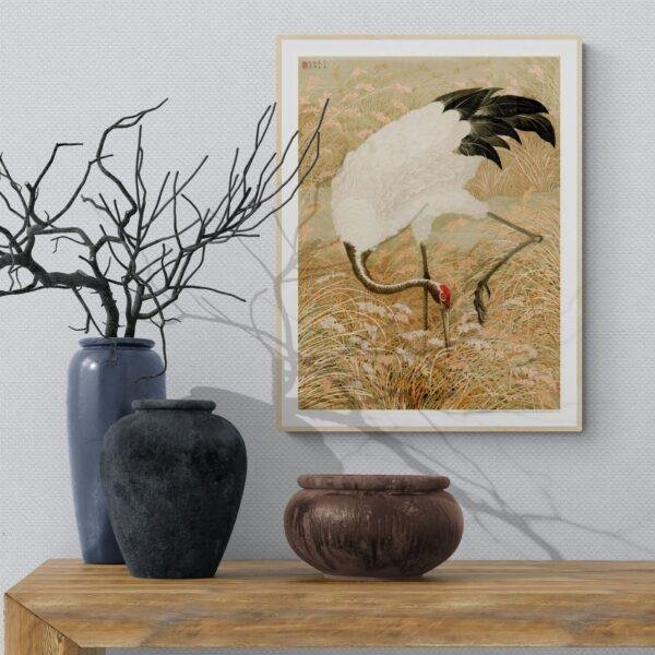 Sarus Crane Illustration | G.A. Audsley's Japanese Ornamental Arts | Elegant Japan Print