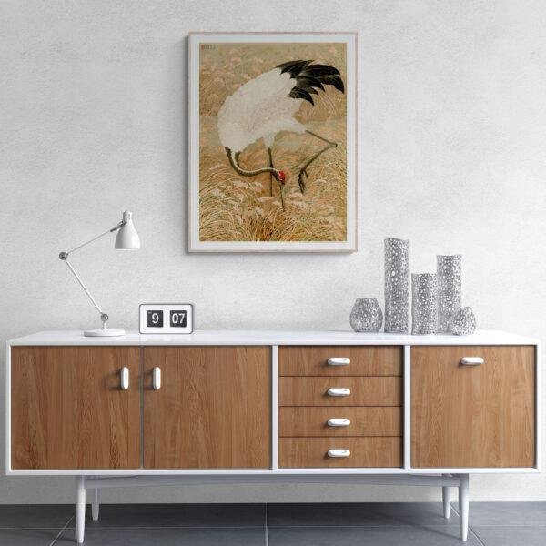 Sarus Crane Illustration | G.A. Audsley's Japanese Ornamental Arts | Elegant Japan Print