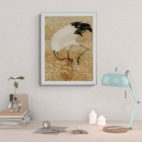 Sarus Crane Illustration | G.A. Audsley's Japanese Ornamental Arts | Elegant Japan Print