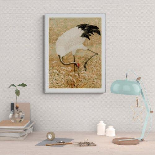 Sarus Crane Illustration | G.A. Audsley's Japanese Ornamental Arts | Elegant Japan Print